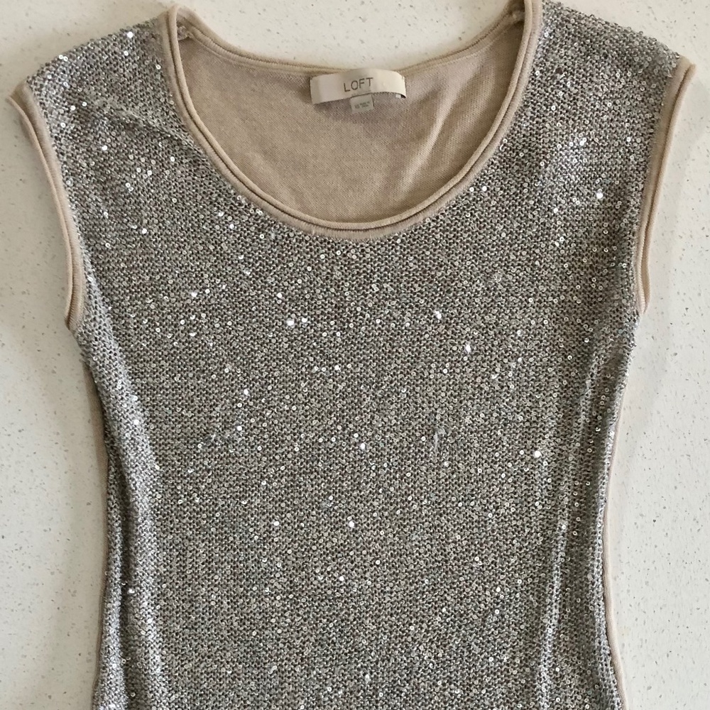 Loft sparkly platinum colored sleeveless top